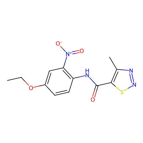 N-(4-ethoxy-2-nitrophenyl)-4-methyl-1,2,3-thiadiazole-5-carboxamide structure