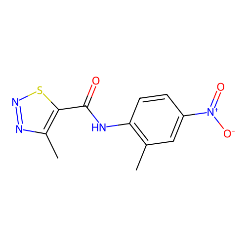 4-methyl-N-(2-methyl-4-nitrophenyl)-1,2,3-thiadiazole-5-carboxamide structure