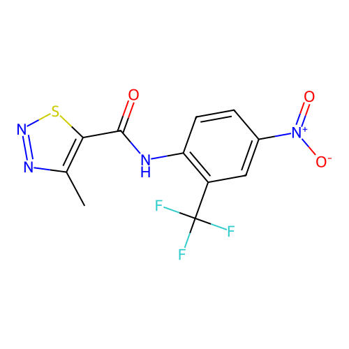 4-Methyl-N-[4-nitro-2-(trifluoromethyl)phenyl]-1,2,3-thiadiazole-5-carboxamide structure