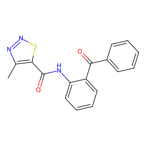 N-(2-benzoylphenyl)-4-methyl-1,2,3-thiadiazole-5-carboxamide structure