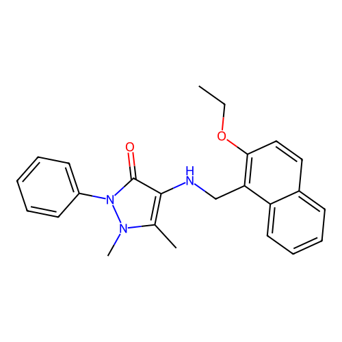 4-[(2-Ethoxynaphthalen-1-yl)methylamino]-1,5-dimethyl-2-phenylpyrazol-3-one structure