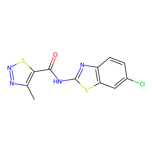 N-(6-chloro-1,3-benzothiazol-2-yl)-4-methyl-1,2,3-thiadiazole-5-carboxamide structure