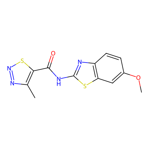 N-(6-methoxy-1,3-benzothiazol-2-yl)-4-methyl-1,2,3-thiadiazole-5-carboxamide structure