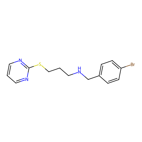 N-(4-bromobenzyl)-3-(pyrimidin-2-ylsulfanyl)propan-1-amine structure