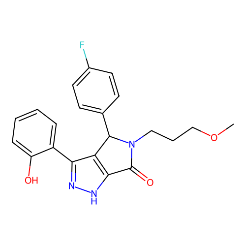 4-(4-fluorophenyl)-3-(2-hydroxyphenyl)-5-(3-methoxypropyl)-4,5-dihydropyrrolo[3,4-c]pyrazol-6(1H)-one structure