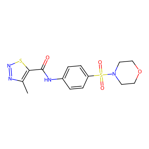 4-methyl-N-[4-(morpholin-4-ylsulfonyl)phenyl]-1,2,3-thiadiazole-5-carboxamide structure