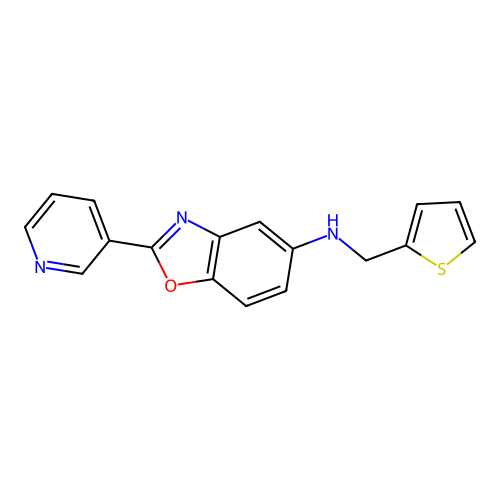 2-(pyridin-3-yl)-N-(thiophen-2-ylmethyl)-1,3-benzoxazol-5-amine structure