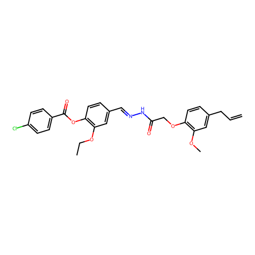 2-Ethoxy-4-[[2-[2-[2-methoxy-4-(2-propen-1-yl)phenoxy]acetyl]hydrazinylidene]methyl]phenyl 4-chlorobenzoate structure