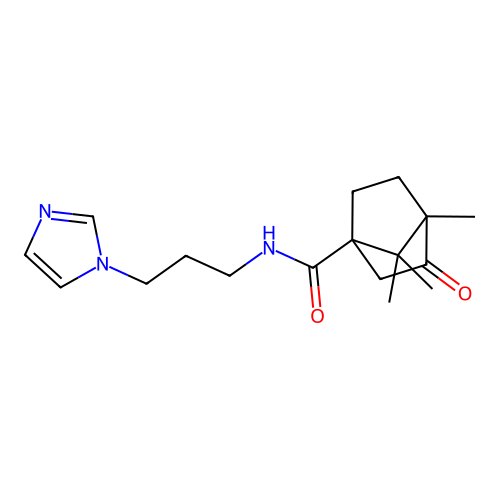 N-[3-(1H-imidazol-1-yl)propyl]-4,7,7-trimethyl-3-oxobicyclo[2.2.1]heptane-1-carboxamide structure