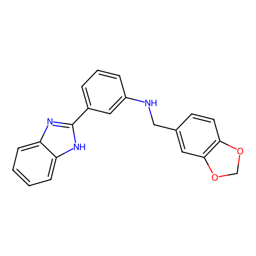 3-(1H-benzimidazol-2-yl)-N-(1,3-benzodioxol-5-ylmethyl)aniline structure