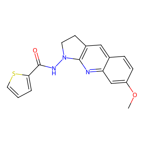 N-(7-methoxy-2,3-dihydro-1H-pyrrolo[2,3-b]quinolin-1-yl)thiophene-2-carboxamide structure