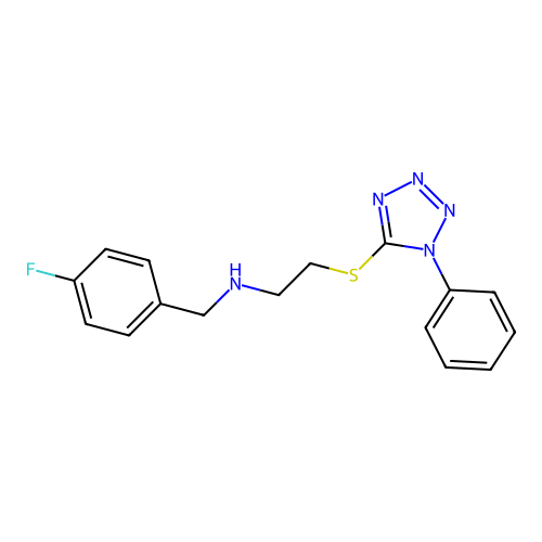 N-(4-fluorobenzyl)-2-[(1-phenyl-1H-tetrazol-5-yl)sulfanyl]ethanamine structure