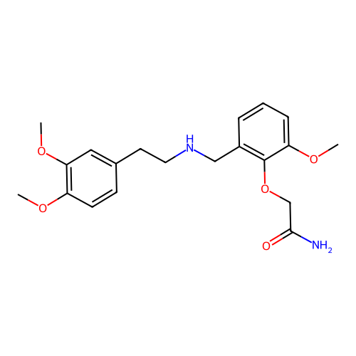 2-[2-({[2-(3,4-Dimethoxyphenyl)ethyl]amino}methyl)-6-methoxyphenoxy]acetamide structure