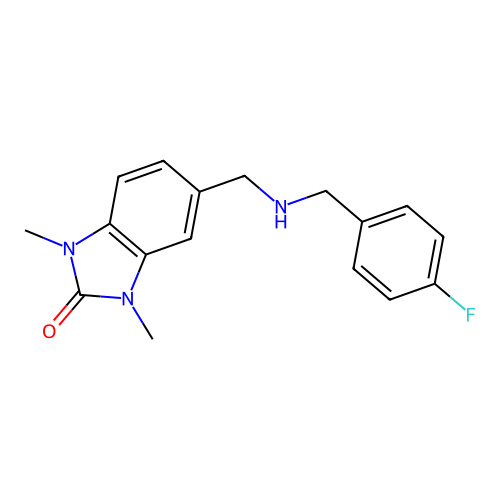 5-[(4-Fluoro-benzylamino)-methyl]-1,3-dimethyl-1,3-dihydro-benzoimidazol-2-one structure