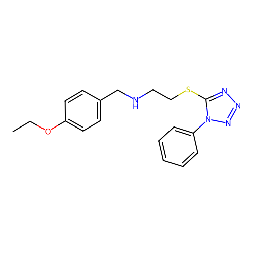 N-(4-ethoxybenzyl)-2-[(1-phenyl-1H-tetrazol-5-yl)sulfanyl]ethanamine structure