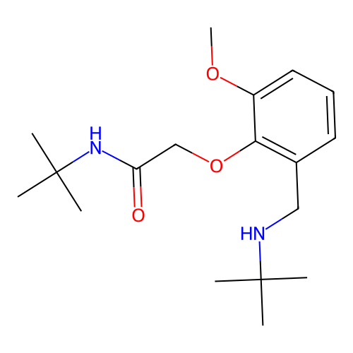 N-tert-butyl-2-{2-[(tert-butylamino)methyl]-6-methoxyphenoxy}acetamide structure