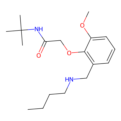 N-tert-butyl-2-{2-[(butylamino)methyl]-6-methoxyphenoxy}acetamide structure