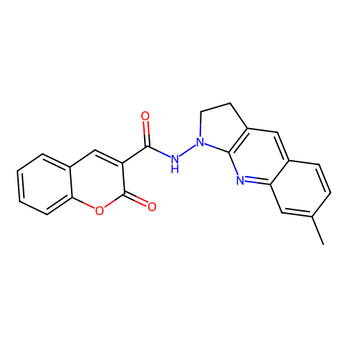 N-(7-methyl-2,3-dihydro-1H-pyrrolo[2,3-b]quinolin-1-yl)-2-oxo-2H-chromene-3-carboxamide structure