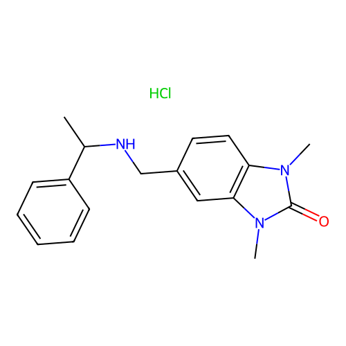 1,3-Dimethyl-5-[(1-phenylethylamino)methyl]benzimidazol-2-one;hydrochloride structure