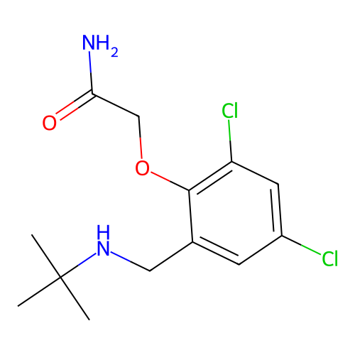 2-{2-[(Tert-butylamino)methyl]-4,6-dichlorophenoxy}acetamide structure