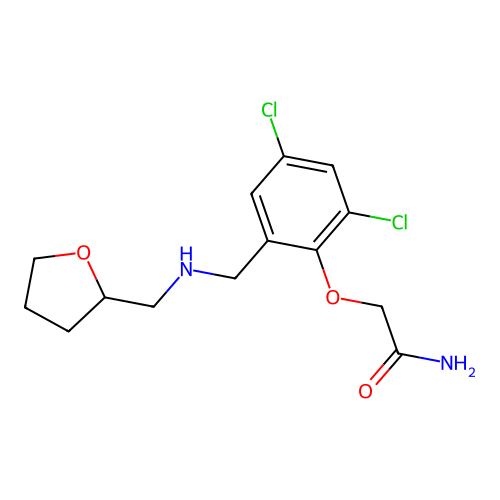 2-[2,4-Dichloro-6-[(oxolan-2-ylmethylamino)methyl]phenoxy]acetamide structure