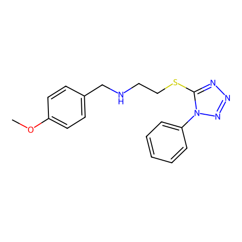 N-(4-methoxybenzyl)-2-[(1-phenyl-1H-tetrazol-5-yl)sulfanyl]ethanamine structure