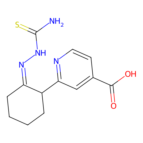 2-[(2Z)-2-(carbamothioylhydrazinylidene)cyclohexyl]pyridine-4-carboxylic acid structure