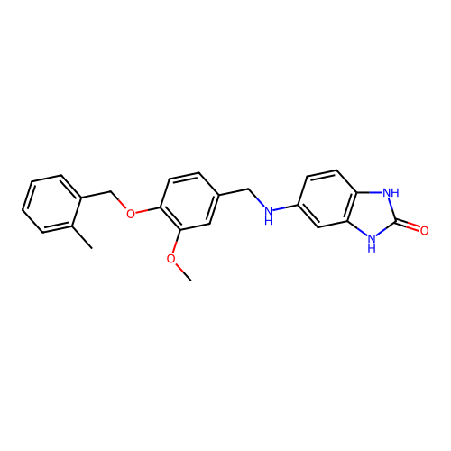 5-({3-methoxy-4-[(2-methylbenzyl)oxy]benzyl}amino)-1,3-dihydro-2H-benzimidazol-2-one structure