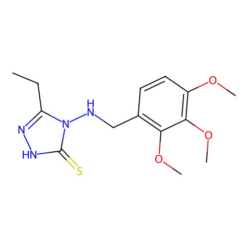 3-ethyl-4-[(2,3,4-trimethoxyphenyl)methylamino]-1H-1,2,4-triazole-5-thione structure