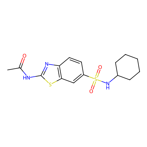 N-{6-[(cyclohexylamino)sulfonyl]benzothiazol-2-yl}acetamide structure