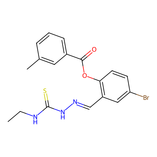 4-Bromo-2-[[2-[(ethylamino)thioxomethyl]hydrazinylidene]methyl]phenyl 3-methylbenzoate structure