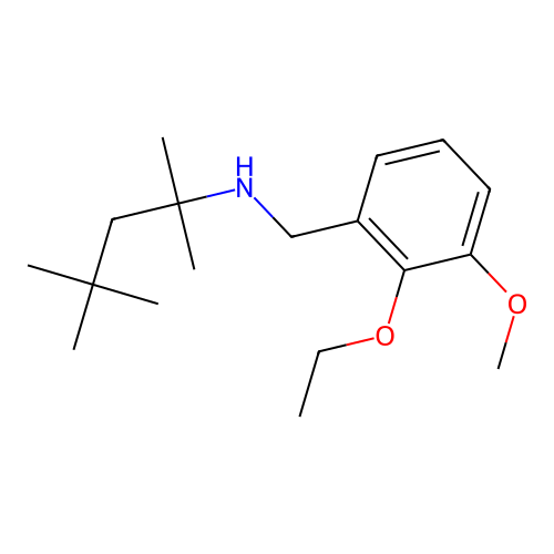 N-(2-ethoxy-3-methoxybenzyl)-2,4,4-trimethylpentan-2-amine structure