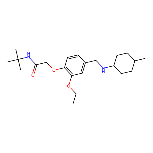 N-tert-butyl-2-(2-ethoxy-4-{[(4-methylcyclohexyl)amino]methyl}phenoxy)acetamide structure