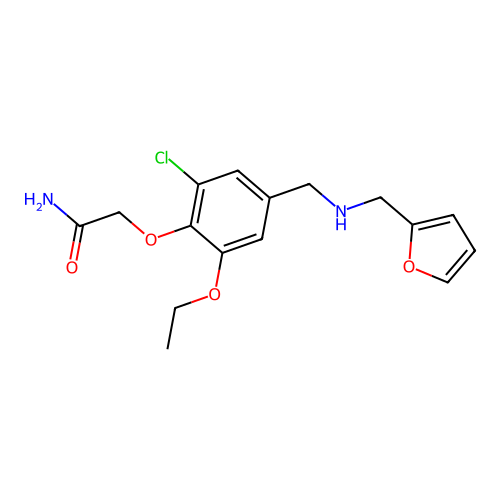 2-(2-Chloro-6-ethoxy-4-{[(furan-2-ylmethyl)amino]methyl}phenoxy)acetamide structure