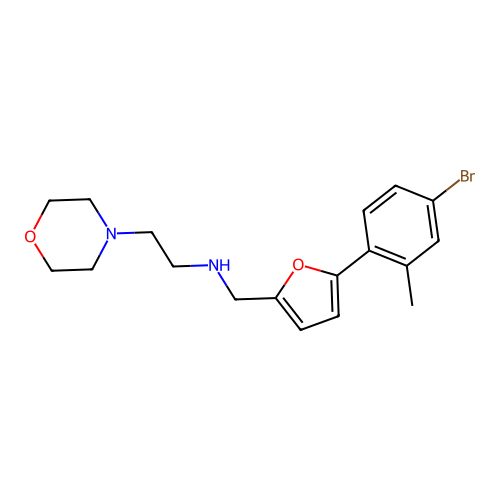 N-{[5-(4-bromo-2-methylphenyl)furan-2-yl]methyl}-2-(morpholin-4-yl)ethanamine structure
