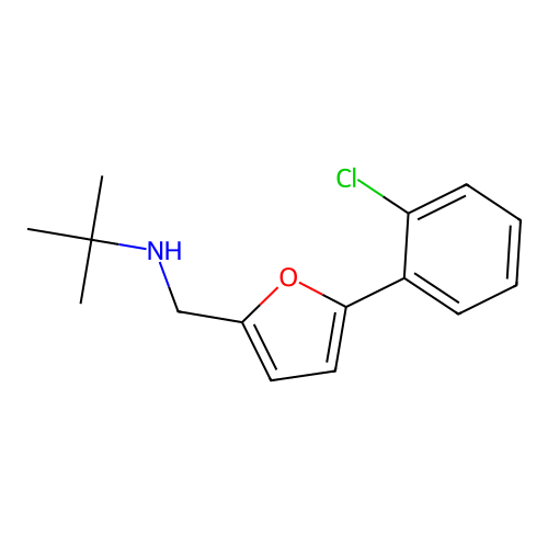 N-{[5-(2-chlorophenyl)furan-2-yl]methyl}-2-methylpropan-2-amine structure