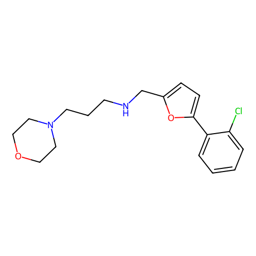 N-{[5-(2-chlorophenyl)furan-2-yl]methyl}-3-(morpholin-4-yl)propan-1-amine structure