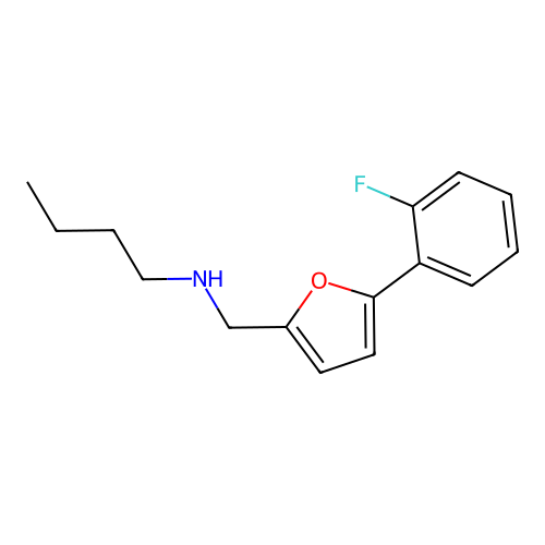 N-{[5-(2-fluorophenyl)furan-2-yl]methyl}butan-1-amine structure