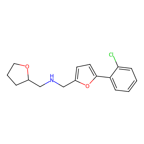 N-[[5-(2-chlorophenyl)furan-2-yl]methyl]-1-(oxolan-2-yl)methanamine structure