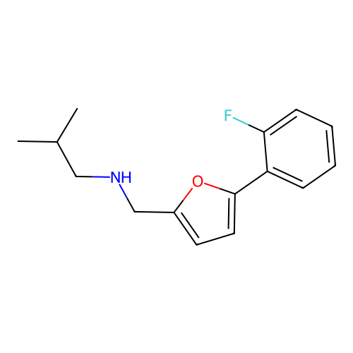 N-{[5-(2-fluorophenyl)furan-2-yl]methyl}-2-methylpropan-1-amine structure