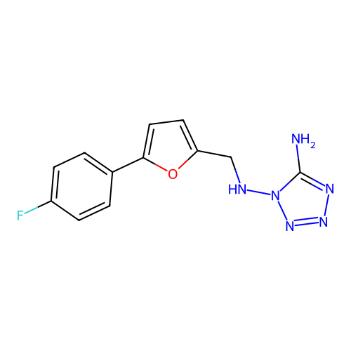 1-N-[[5-(4-fluorophenyl)furan-2-yl]methyl]tetrazole-1,5-diamine structure