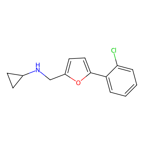 N-{[5-(2-chlorophenyl)furan-2-yl]methyl}cyclopropanamine structure