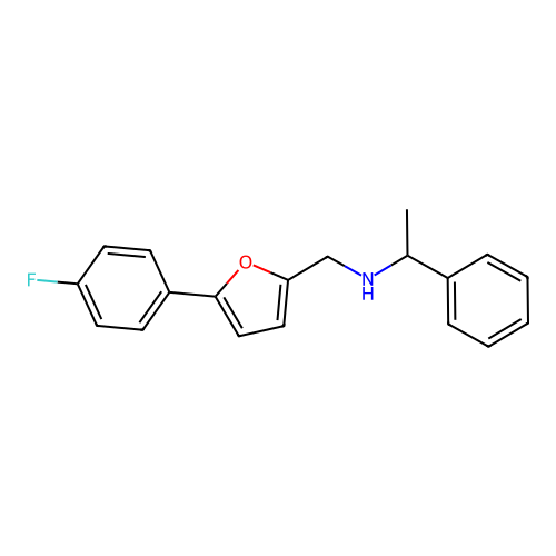 N-{[5-(4-fluorophenyl)furan-2-yl]methyl}-1-phenylethanamine structure