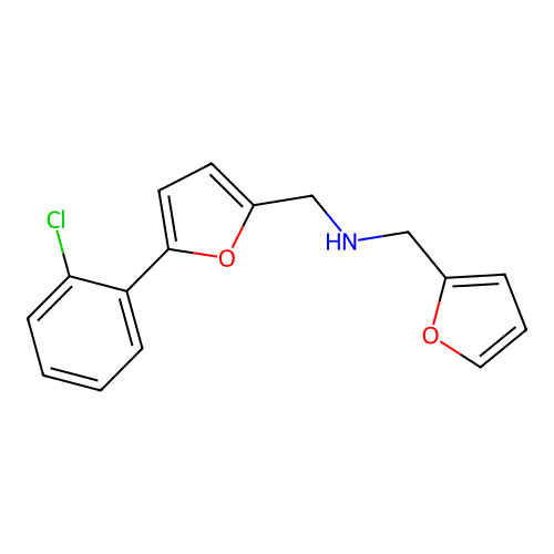 N-[[5-(2-chlorophenyl)furan-2-yl]methyl]-1-(furan-2-yl)methanamine structure