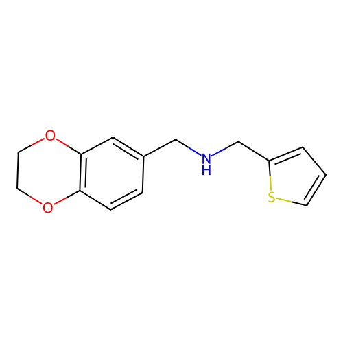 1-(2,3-dihydro-1,4-benzodioxin-6-yl)-N-(thiophen-2-ylmethyl)methanamine structure