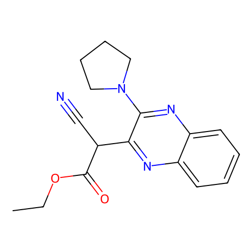 Ethyl cyano[3-(pyrrolidin-1-yl)quinoxalin-2-yl]acetate structure