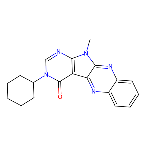 3-cyclohexyl-11-methyl-3H-pyrimido[5',4':4,5]pyrrolo[2,3-b]quinoxalin-4(11H)-one structure