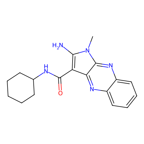 2-amino-N-cyclohexyl-1-methyl-1H-pyrrolo[2,3-b]quinoxaline-3-carboxamide structure