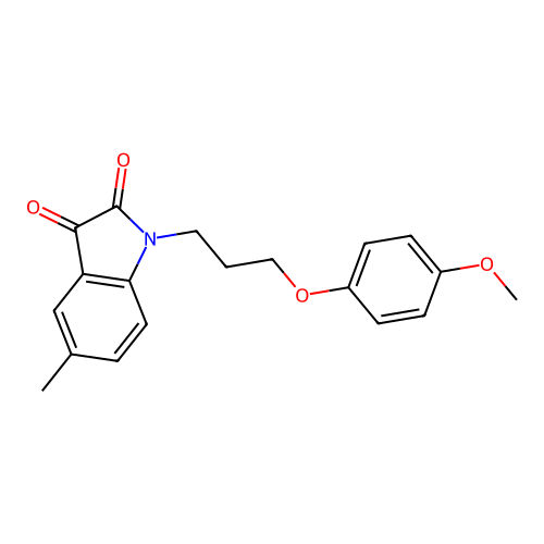 1-[3-(4-methoxyphenoxy)propyl]-5-methyl-1H-indole-2,3-dione structure