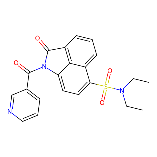 N,N-diethyl-1-nicotinoyl-2-oxo-1,2-dihydrobenzo[cd]indole-6-sulfonamide structure